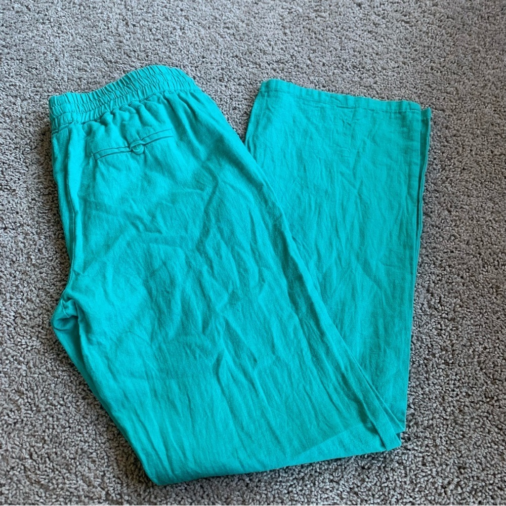 Forever 21 Teal Linen Blend Pants Size Small